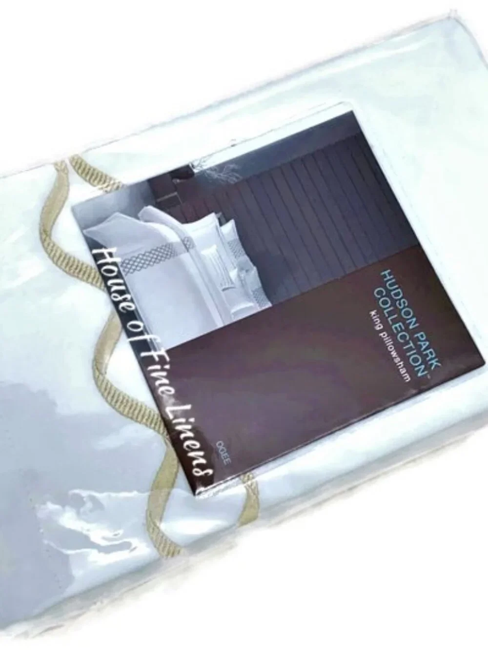 Hudson Park Ogee 600TC Egyptian Cotton King Sham White Gold Embroidery NEW